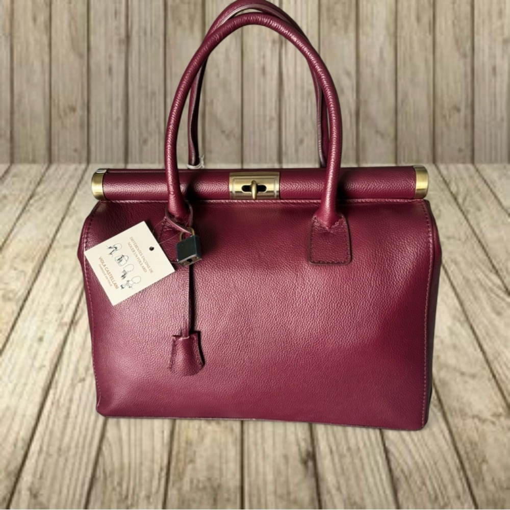 Viola Castellani Burgundy Leather Satchel